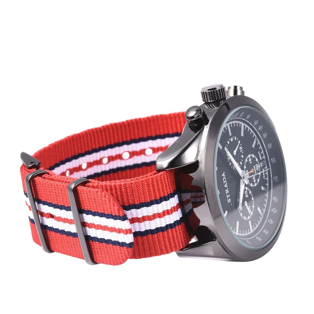 STRADA Watch with Multi Color Stripe Pattern - Picture 5 of 5